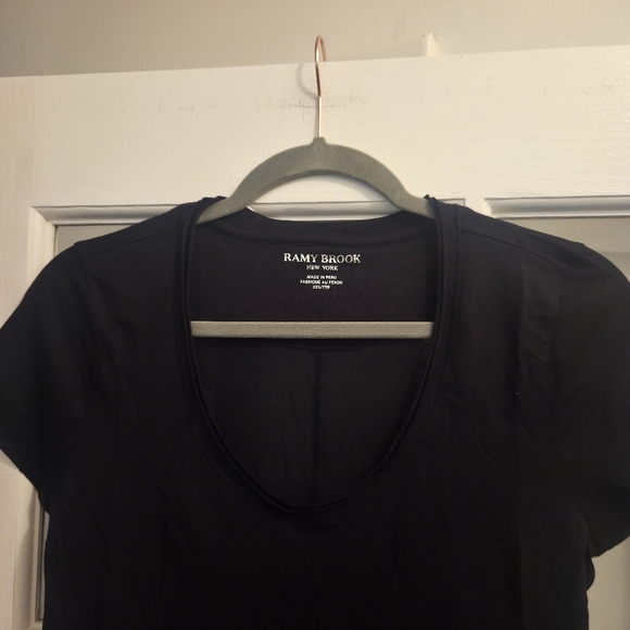 Ramy Brook New York Classic Black Scoop Neck Short Sleeve Tee - Picture 7 of 7